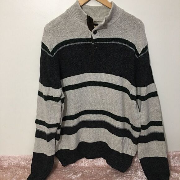 Chaps Knit pullover! Vibrant Kelly Green & Grey - Picture 1 of 4